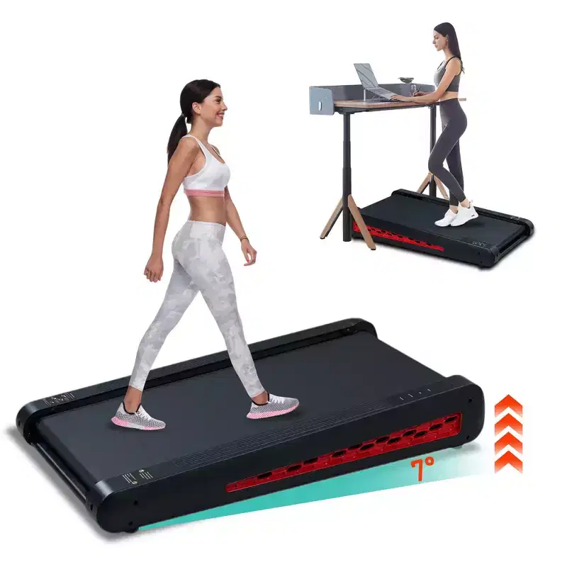7 Incline Compact Treadmill, Under Desk Walking Pad with 2.55HP Motor, 220 lbs Capacity, LED Display, Upright Stand, Space-Saving for Home Office Use