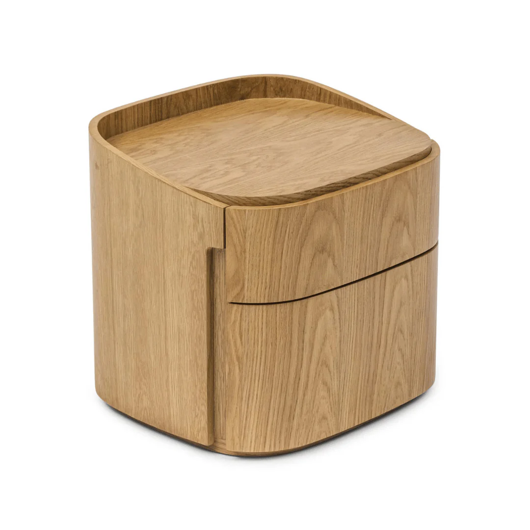 Modern Natural Oak Bedside Table with Soft Close for Bedroom