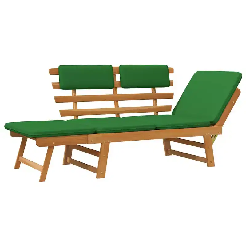 Garden Bench Green, Brown Solid Acacia wood, Polyester Medium