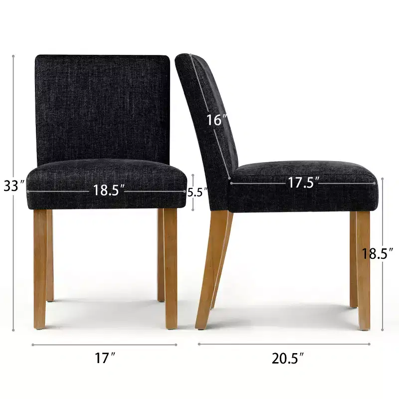 Modern Farmhouse Dining Chairs Set of 4, Upholstered Textured Woven Fabric Parsons Side Chairs with Solid Wood Legs - Panipeachy