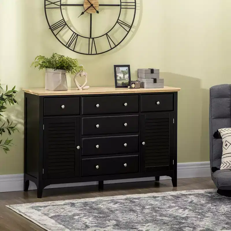 HOMCOM Modern Sideboard with Drawers, Buffet Cabinet with Storage Cabinets, Adjustable Shelves for Living Room, Kitchen