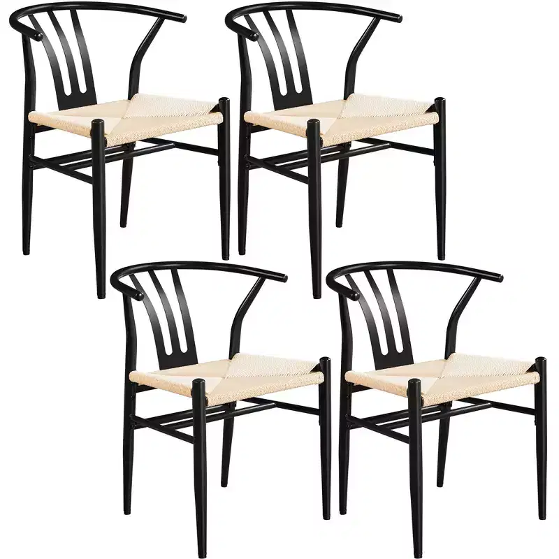 Yaheetech Set of 4 Modern Armchairs with Open Backrest