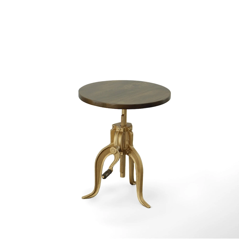 Carolina Living Regan Adjustable Accent Table - Chestnut Top - Black Base
