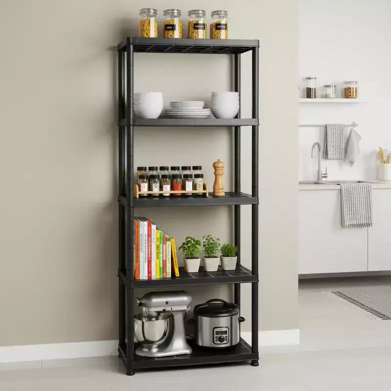 Gymax 1/2PC 5-Tier Freestanding Heavy Duty Storage Shelf Rack for Indoor & Outdoor Use Black