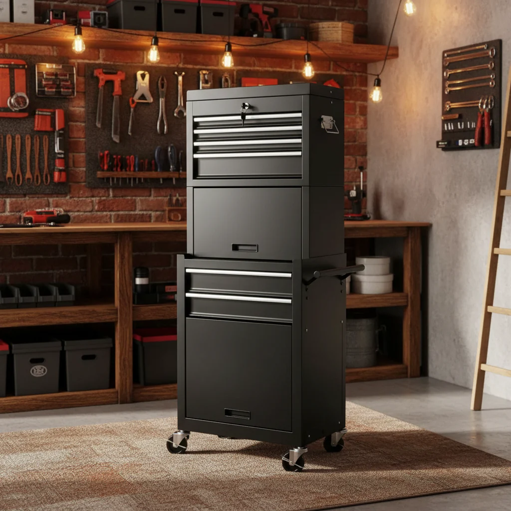 6 Drawer Rolling Tool Chest with Wheels,Meta Tool Storage Cabinets with Detachable Top Tool Box,Tool Cart on Wheels for Workshop Warehouse Garage