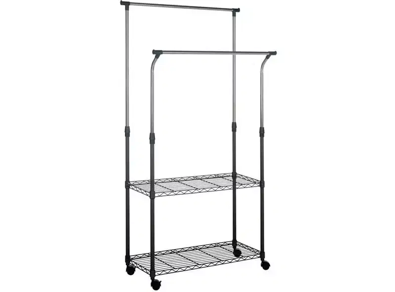 Giorgio Double Rod Clothes Rack - Chrome - Safavieh
