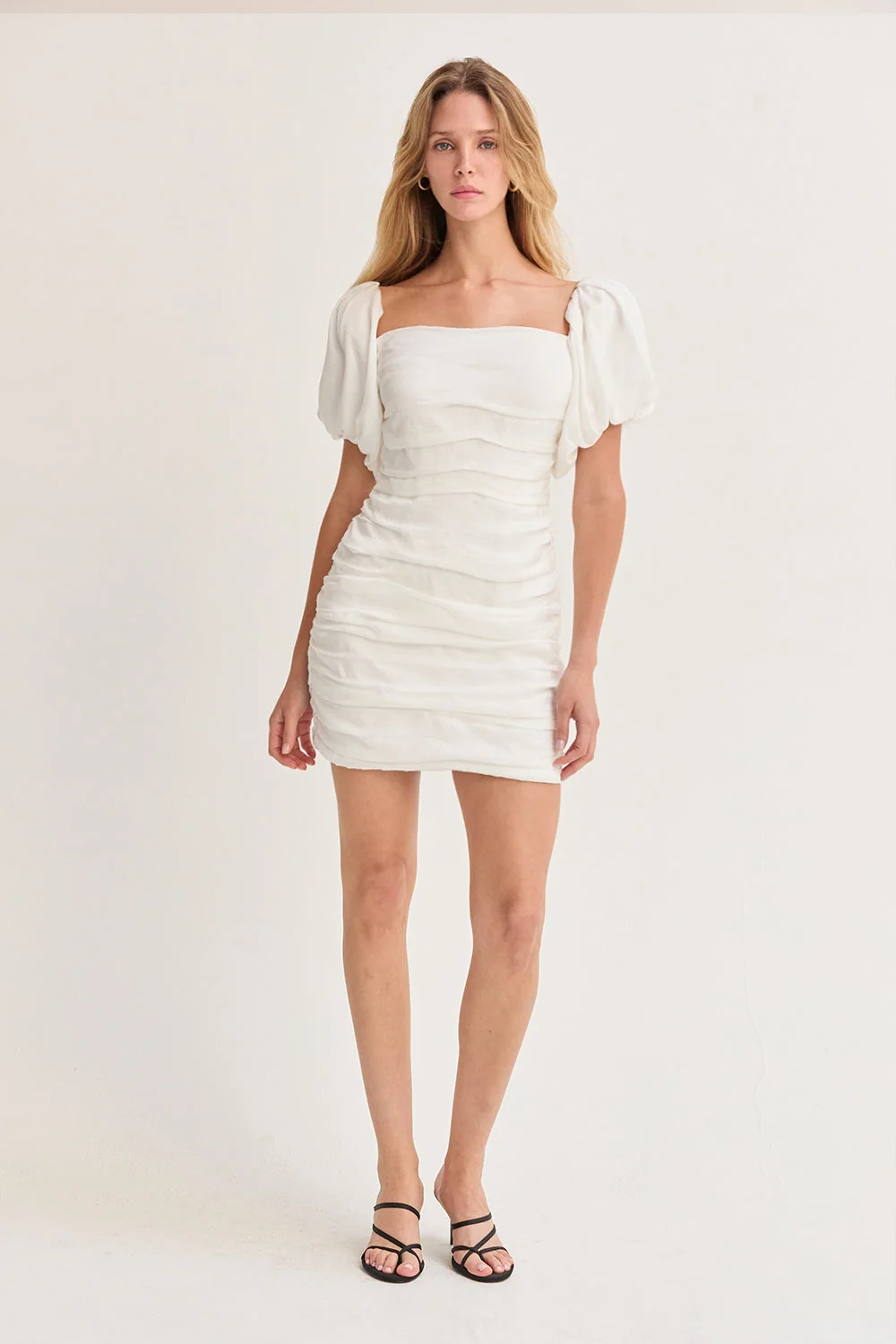 Puff Sleeves Ruched Mini Dress