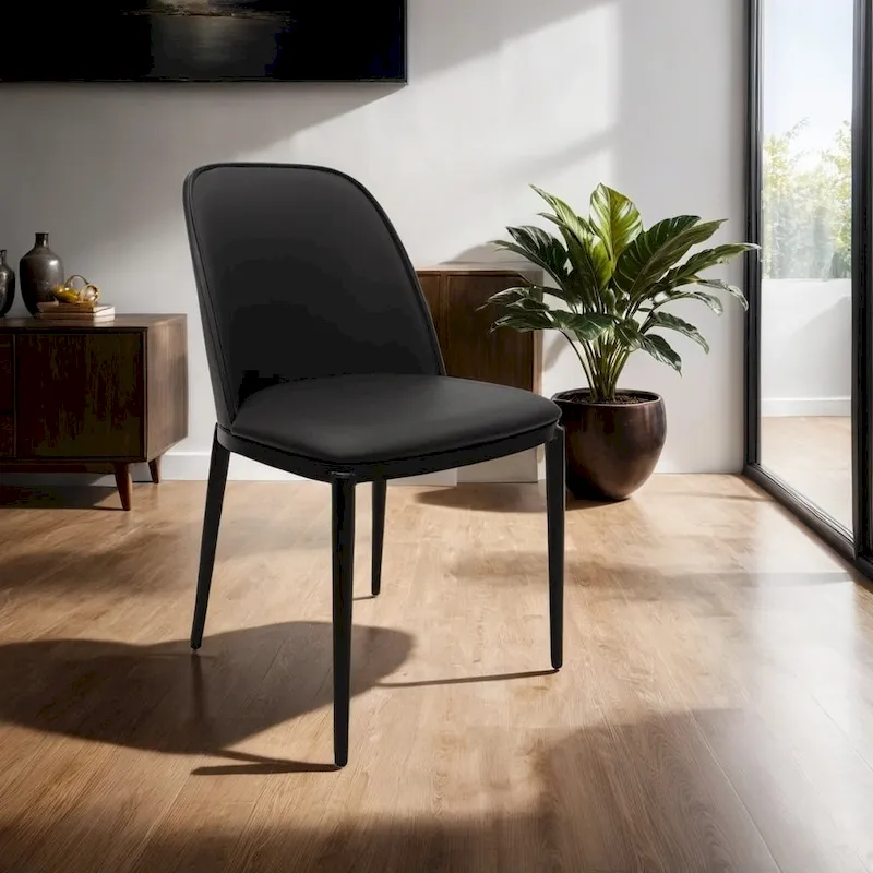 LeisureMod Tule Dining Side Chair with Upholstered Seat and Back