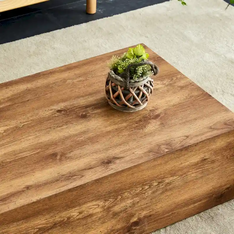 Modern MDF coffee table with wood texture pattern -stylish and durable design