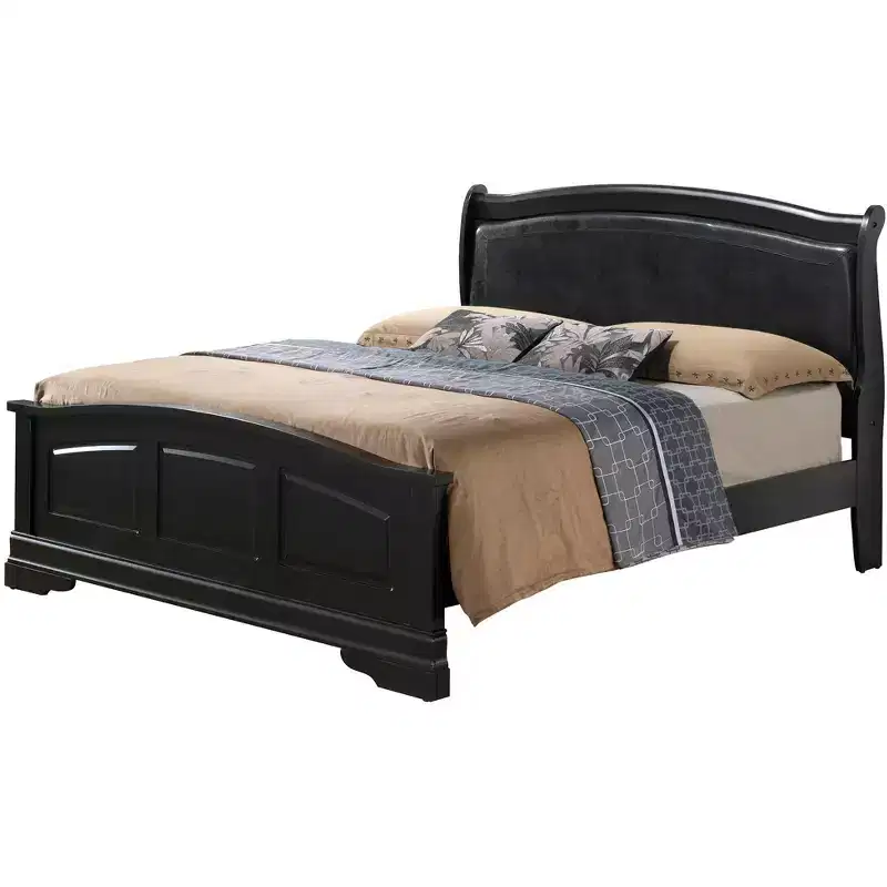 Passion Furniture Louis Philippe Upholstered Full Panel Bed