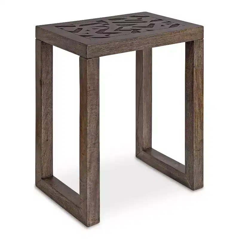 Kate and Laurel Elyria Rectangle Wood Side Table, 20x14x26, Engraved Gray