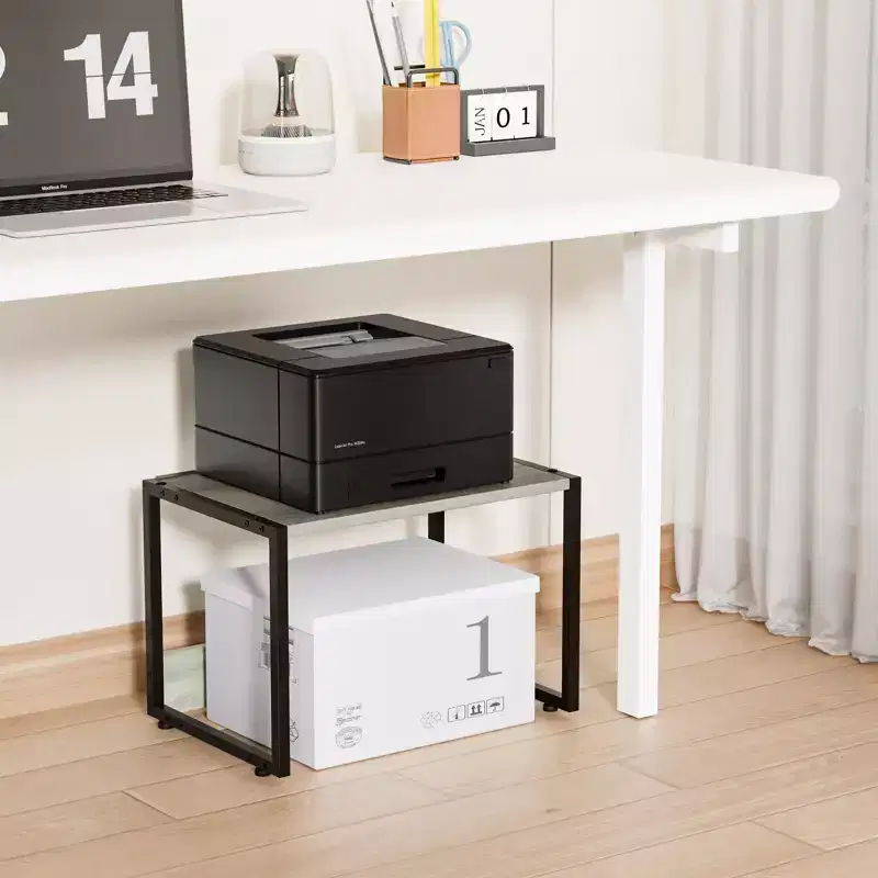 VINGLI Combinable Printer Stand with Storage, Desktop Printer Shelf Under Desk for Fax Machine Copier Scanner (Rustic Gray)
