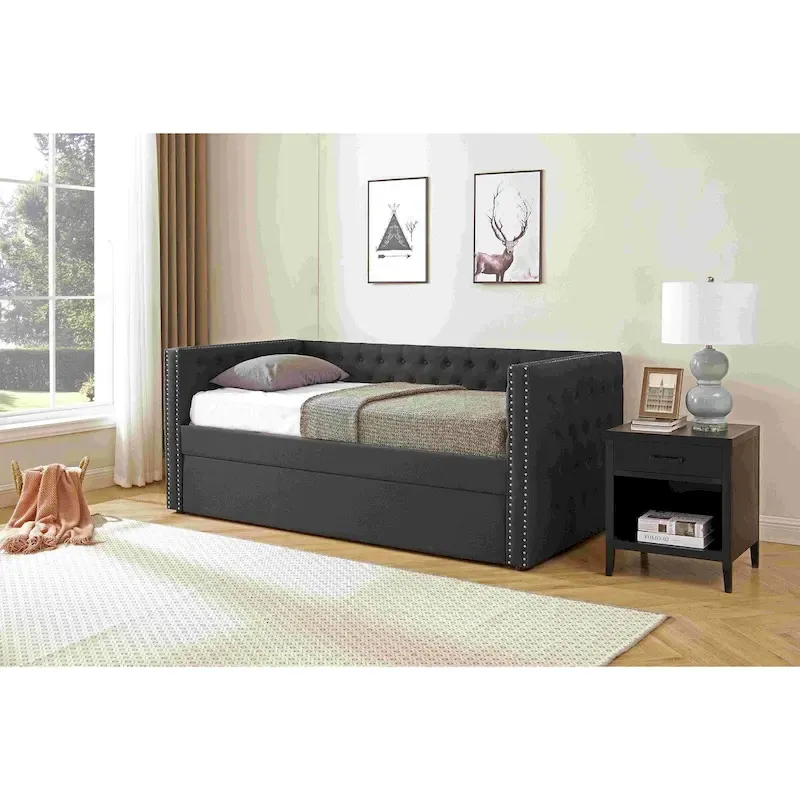 Upholstered Daybed with Trundle