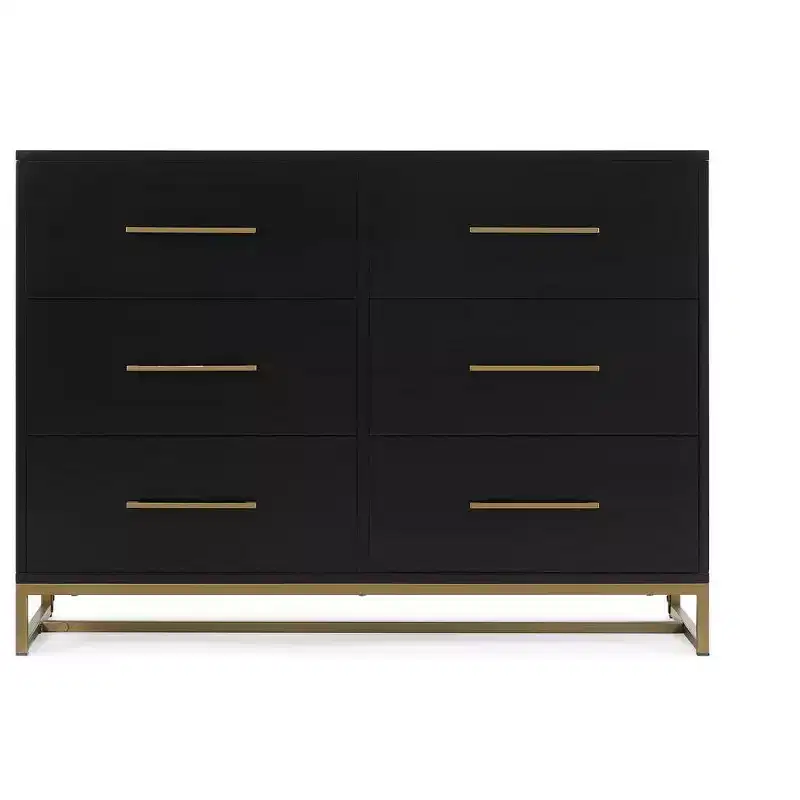 Delta Children Jade 6 Drawer Dresser with Interlocking Drawers, Ebony with Melted Bronze
