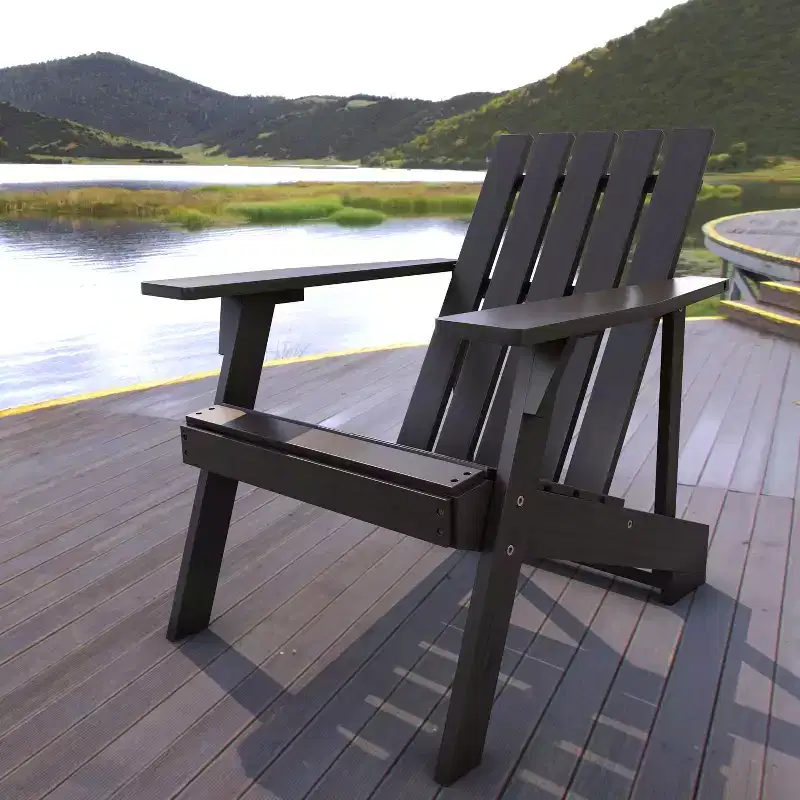 Irving Outdoor Patio Modern Acacia Wood Adirondack Chair - JONATHAN Y