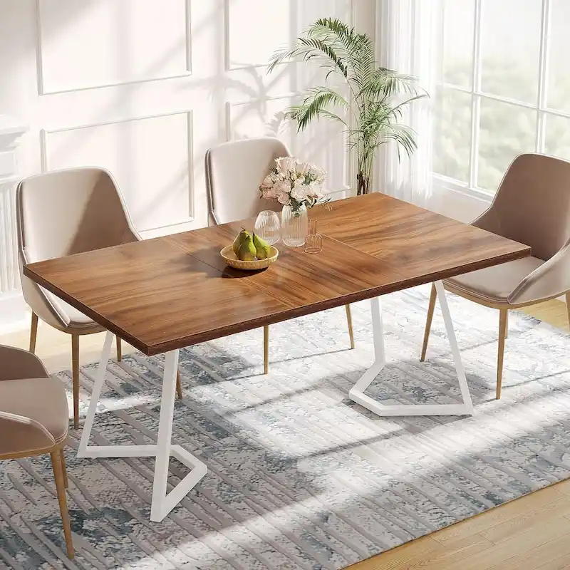 Modern Dining Table, White Faux Marble Small Kitchen Table for Family