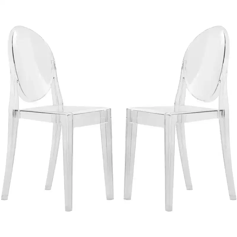 Acrylic Modern Chair, Mid-Century Ghost Chair with Molded Seat, Ideal for Dining Room, Kitchen, Office, Lounge, Cafe, or Workspace