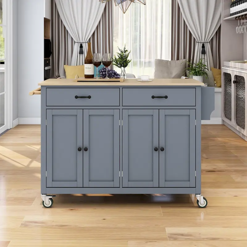 Kitchen Island Finish with Wood Top Kitchen Cart