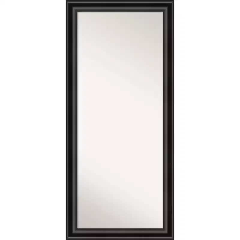 30" x 66" Non-Beveled Grand Black Full Length Floor Leaner Mirror - Amanti Art