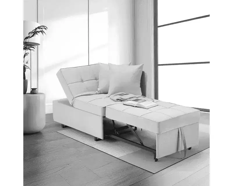 Erommy 3-in-1 Sleeper Sofa Chair Bed , 5-position Adjustable Backrest Pull Out Sofa Bed with Faux Linen Sofa Fabric