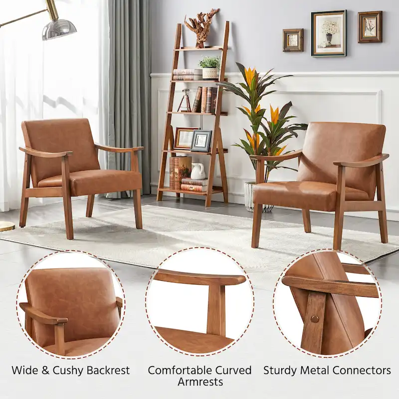 Yaheetech Upholstered Accent Chair Boucle Armchair with Solid Wood Legs - 24.5 L  28 W  29 H