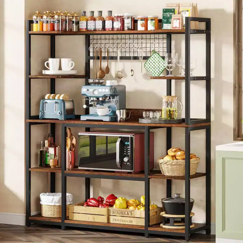 LITTLE TREE 55" 5 Tier Storage Baker's Rack Brown/Black