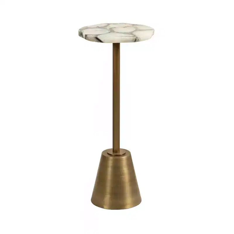 Kate and Laurel Tira Wavy Organic Stone and Metal Table