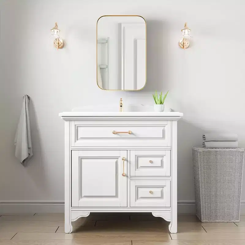 Gold Rectangular Bathroom Medicine Cabinet With Mirror