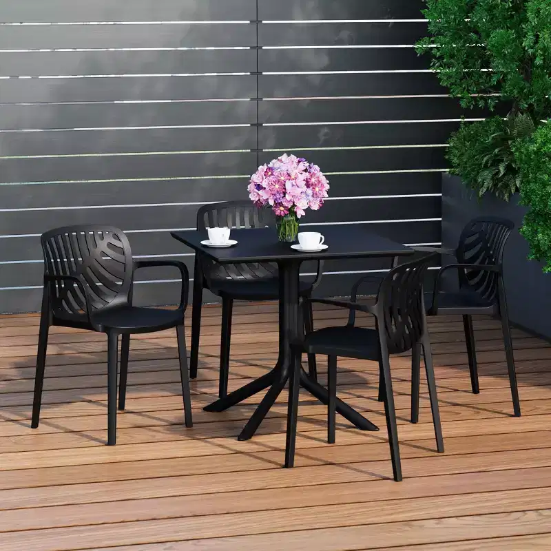 WestinTrends Playa 5-Piece Outdoor Square Patio Dining Table Set with Stackable Patio Dining Chairs