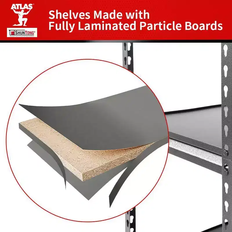 Atlas Shelving 5-Tier 30"x12"x60" 2000lbs Steel Boltless Shelving with Laminate Deck Hammertone: Adjustable Rust-Resistant Storage Racks