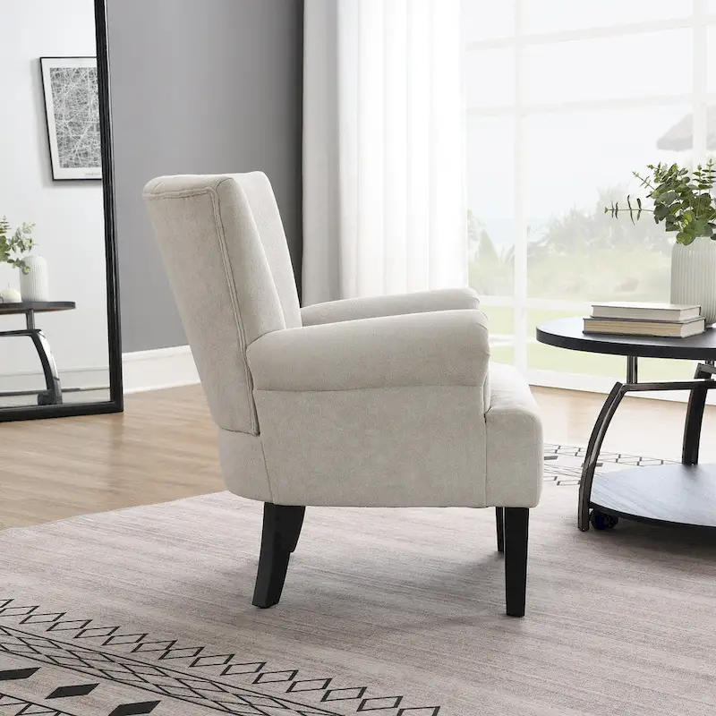 Grey Modern 29 Upholstered Arm Chair with High-Density Foam and Channel Back