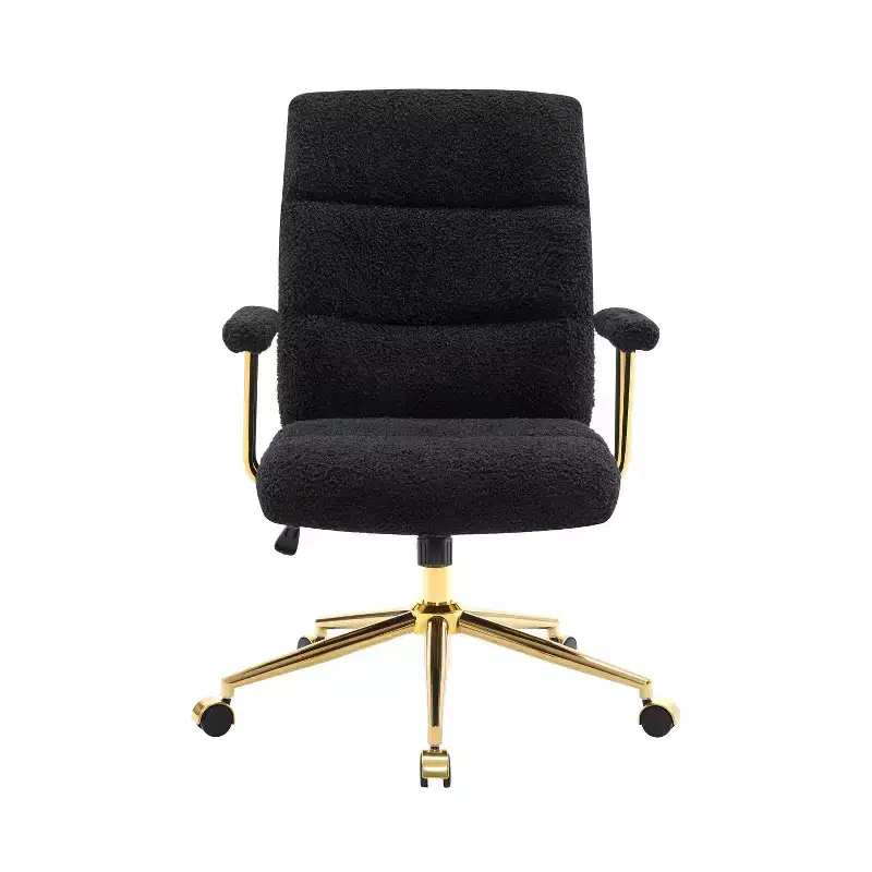Okak Modern Textured Boucle Fabric Home Office Chair with Gold Leg,Height Adjustable Swivel Task Chairs for Office,Study