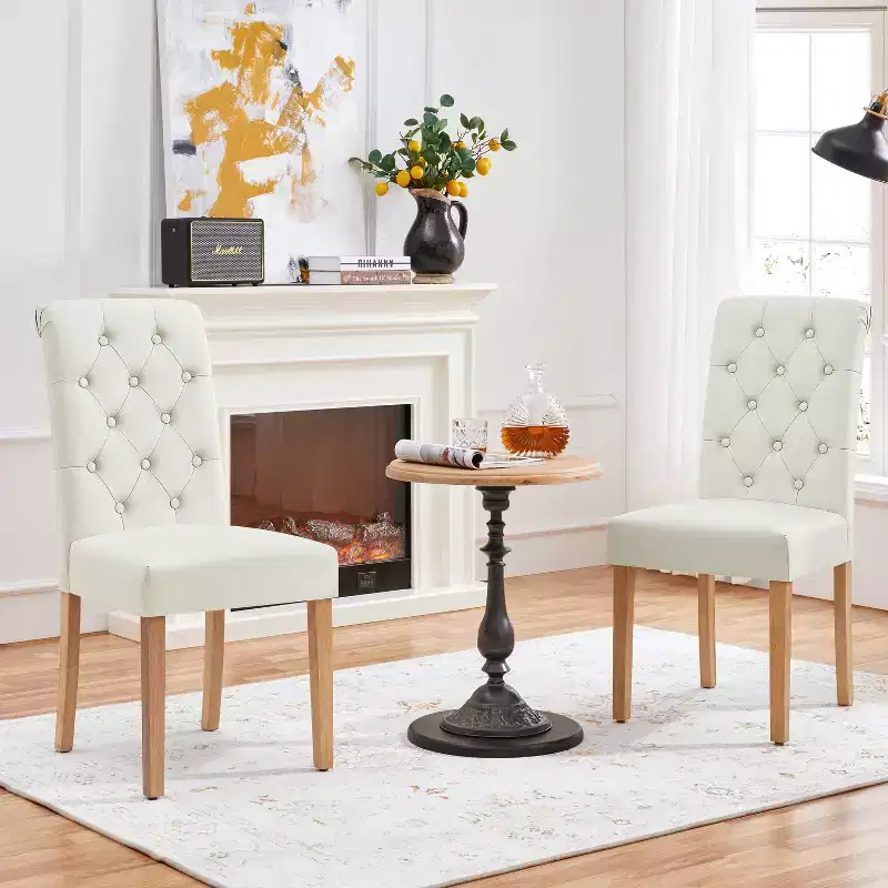 Yaheetech 2pcs Classic Fabric Upholstered Dining Chair Kitchen Chair