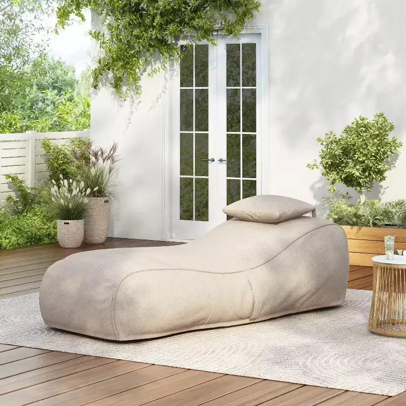 Christopher Knight Home Maeve Outdoor Modern Versatile Bean Bag Lounge Chair with a Pillow