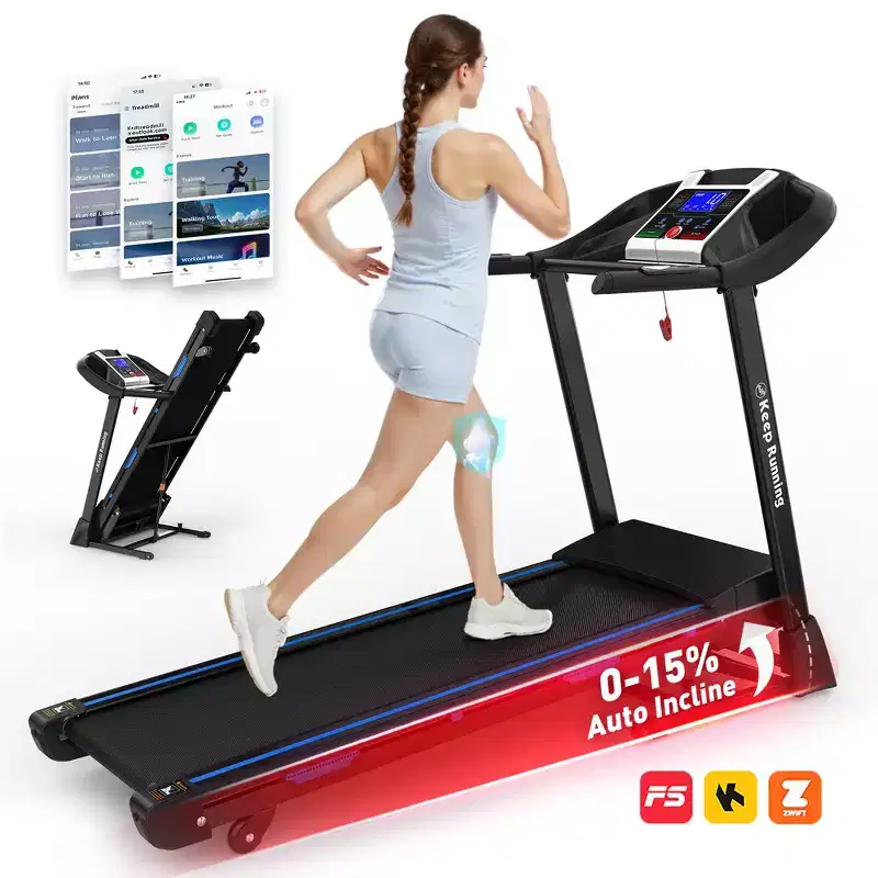 Whisen Electric Foldable Treadmill, 3.5HP Workout Running Machine Walking with Automatic Incline - Black