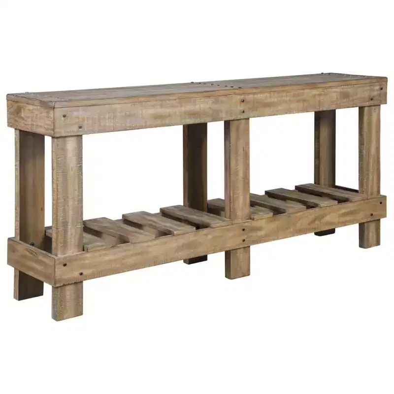 Sofa and Console Table Brown - Modern Entryway, Open Shelf Storage