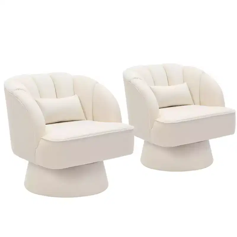 GustoWave Swivel Accent Chair with Armrests, 360 Mid-Century Velvet Barrel Chair, Modern Armchair for Living Room