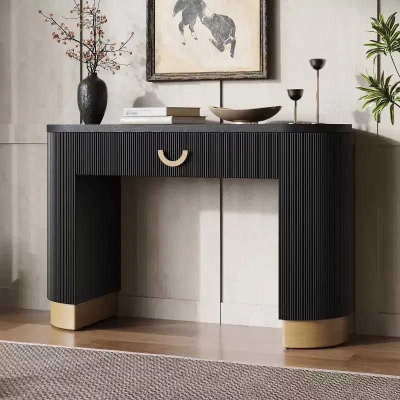 Christopher Knight Home Mirod Modern Ribbed Console Table with Drawer and Column Legs
