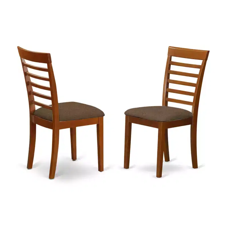 HomeStock Milan Dining Chairs Ladder Back Wood Seat Saddle Brown