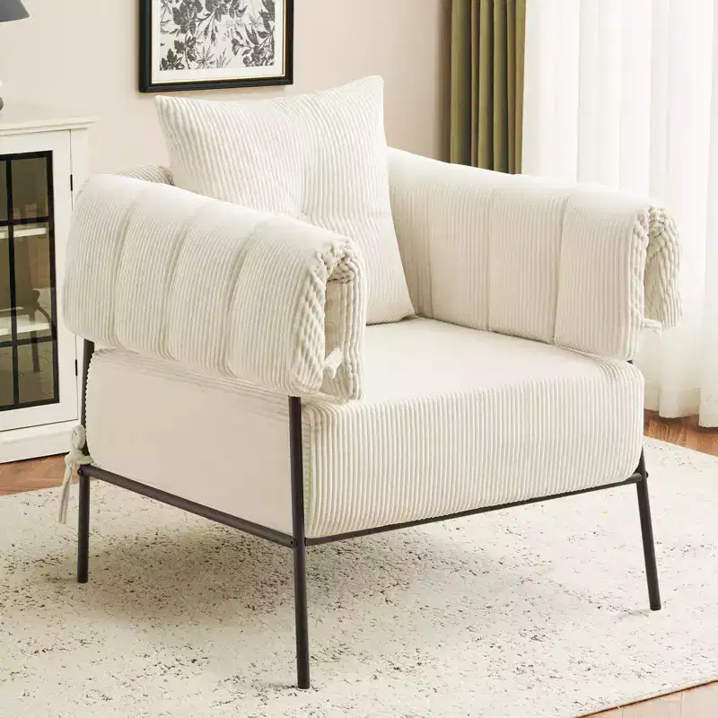 Chair And A Half, Comfy Lounge Reading Chair with Metal Frame, Upholstered Soft Cushion, Corduroy