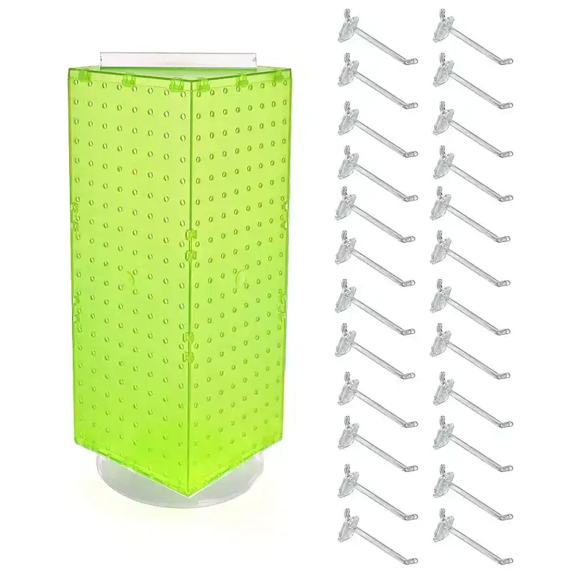 Four-Sided Revolving Pegboard Counter Display with 24 Hooks, 8