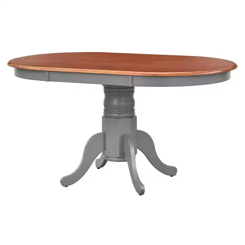Buylateral Farmhouse Extendable Solid Wood Pedestal Dining Table