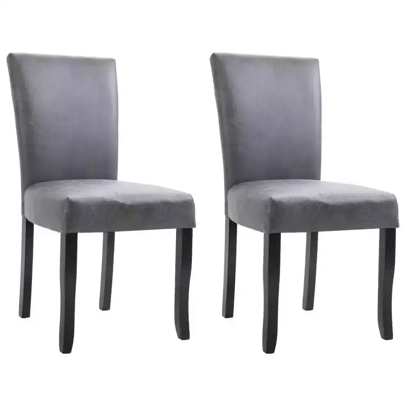 vidaXL Dining Chair Set of 2 Gray Faux suede leather, Wood Standard
