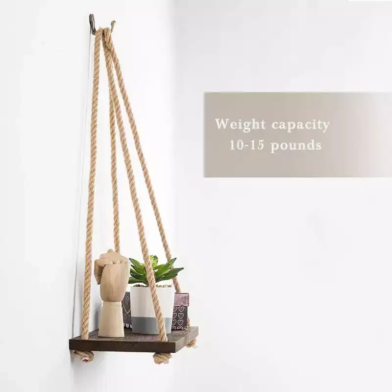Rope Hanging Shelves Set of 4, Brown