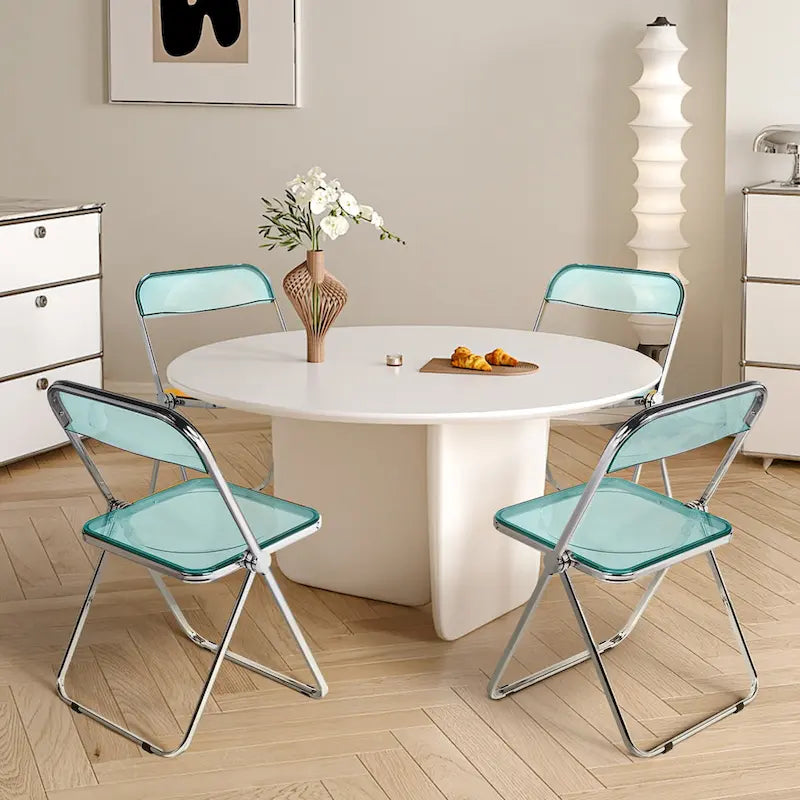 Transparent Acrylic Stackable Folding Dining Chair w/ Metal Frame, Single - 29.1(H) x 18.1(W) x 18.5(D)