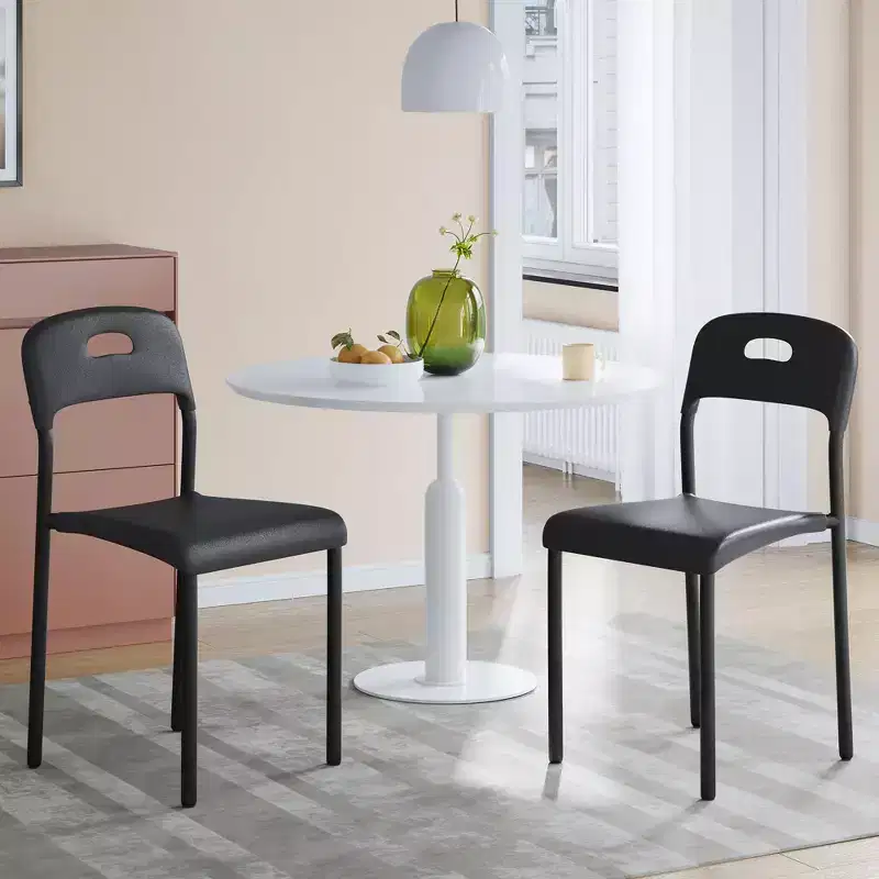 Plastic Stackable Chairs with Metal Legs - Ergonomic Back,Stain-Resistant Dining Chairs for Kitchen, Office, Living Room & Outdoor