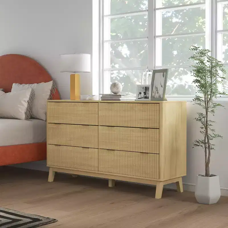 Fluted Dresser for Bedroom with 6 Drawers, 54