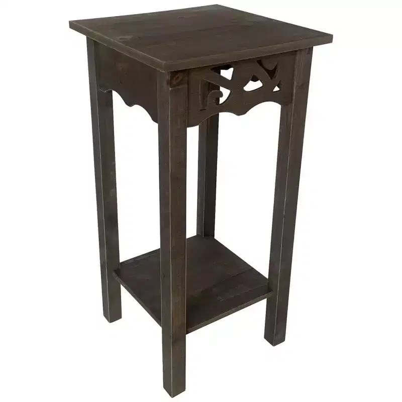 Plant Decorating Stand End Table Side Table with Storage Shelf, 11.8 by 11.8 by 23.7 Inches
