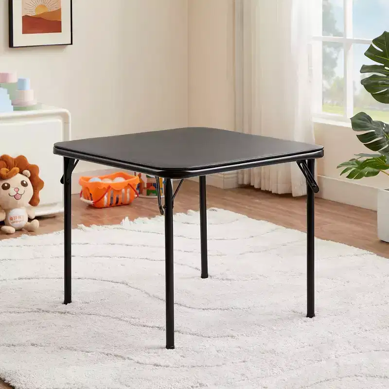 VECELO Kids Folding Square Table Portable Card and Game Table Black/Blue