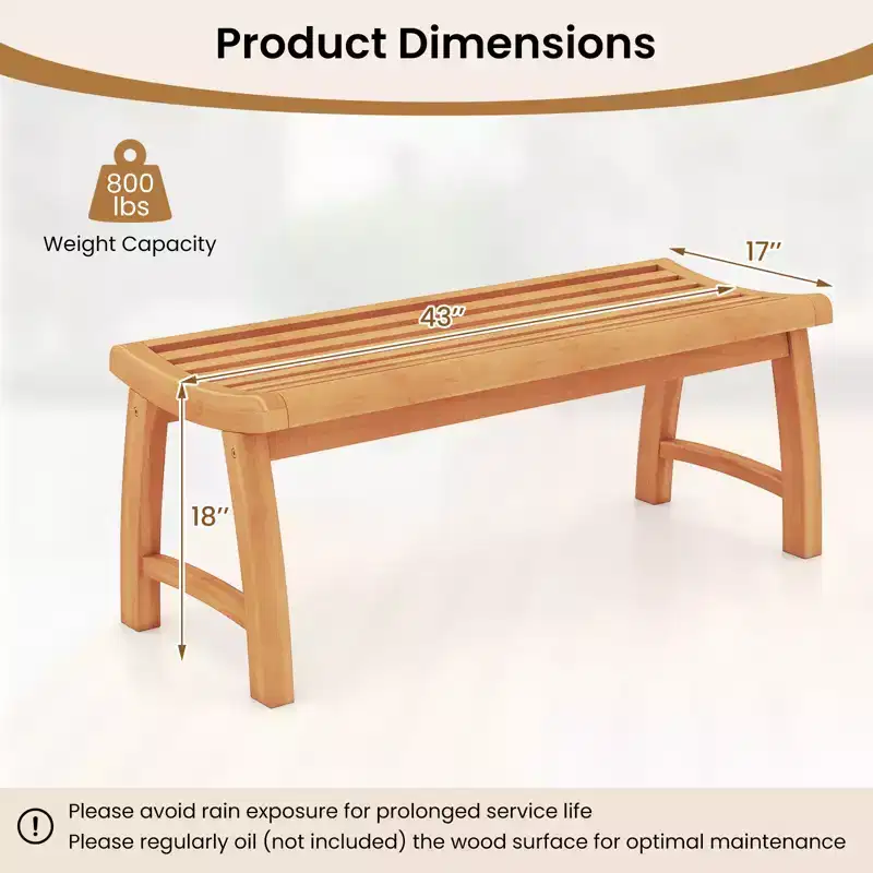 Costway 2PCS 2-Person Patio Garden Dining Bench w/Contoured Slatted Seat 800 lbs Capacity